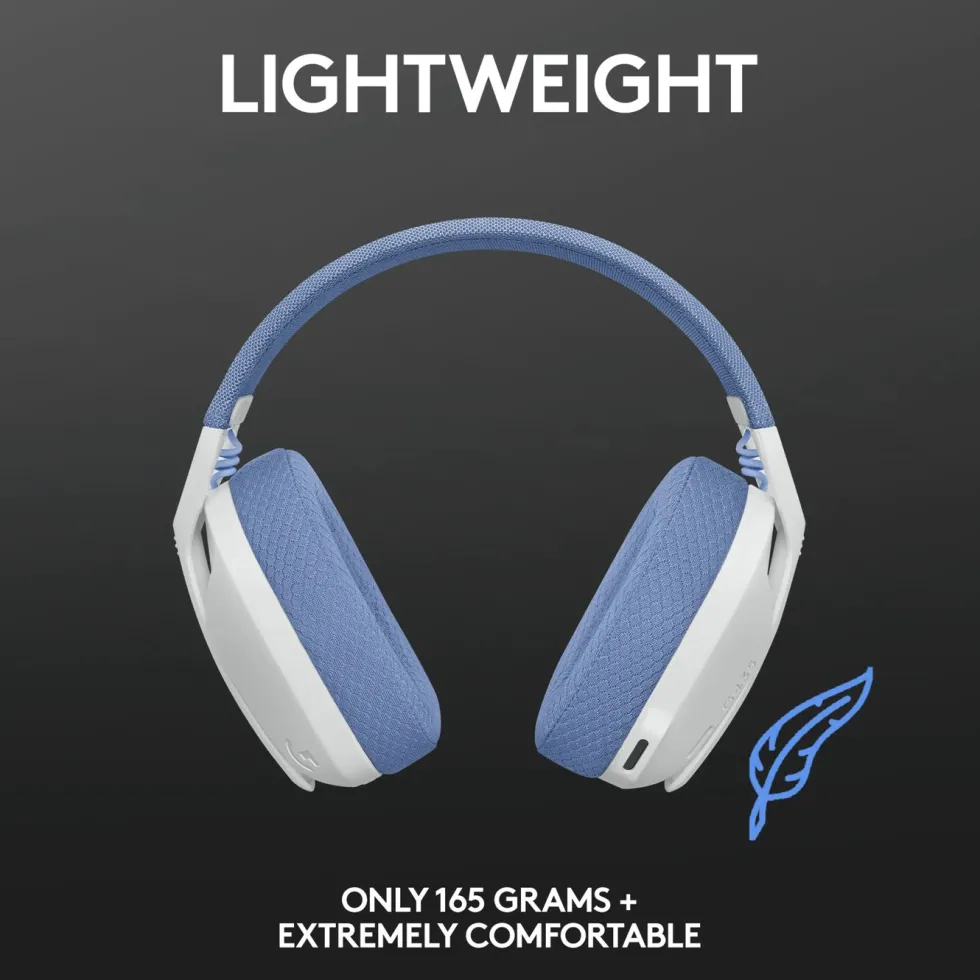 Logitech G 435 Lightspeed Trådløst gamingheadset Off-white & Lila