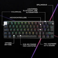 Logitech G PRO X 60 Lightspeed Trådløst gamingtastatur Tactile Black