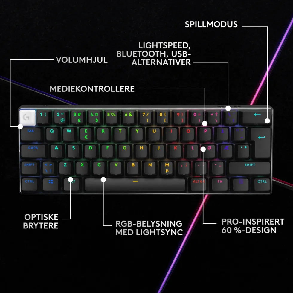Logitech G PRO X 60 Lightspeed Trådløst gamingtastatur Tactile Black