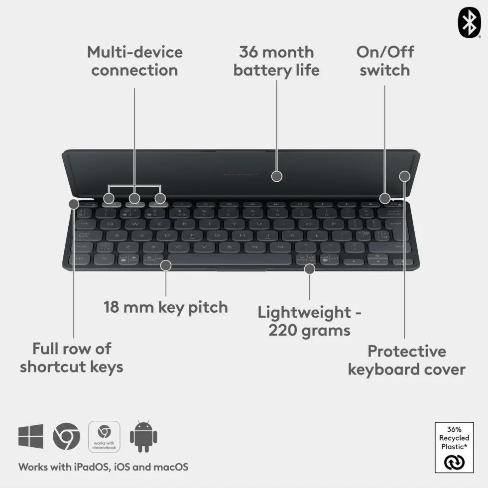 Logitech Keys-To-Go 2 Portabelt Bluetooth-tastatur