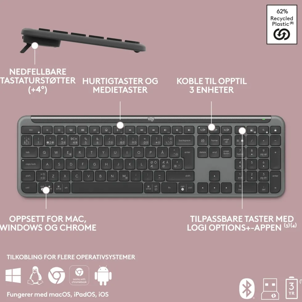 Logitech MK950 Signature Slim Trådløst tastatur og mus