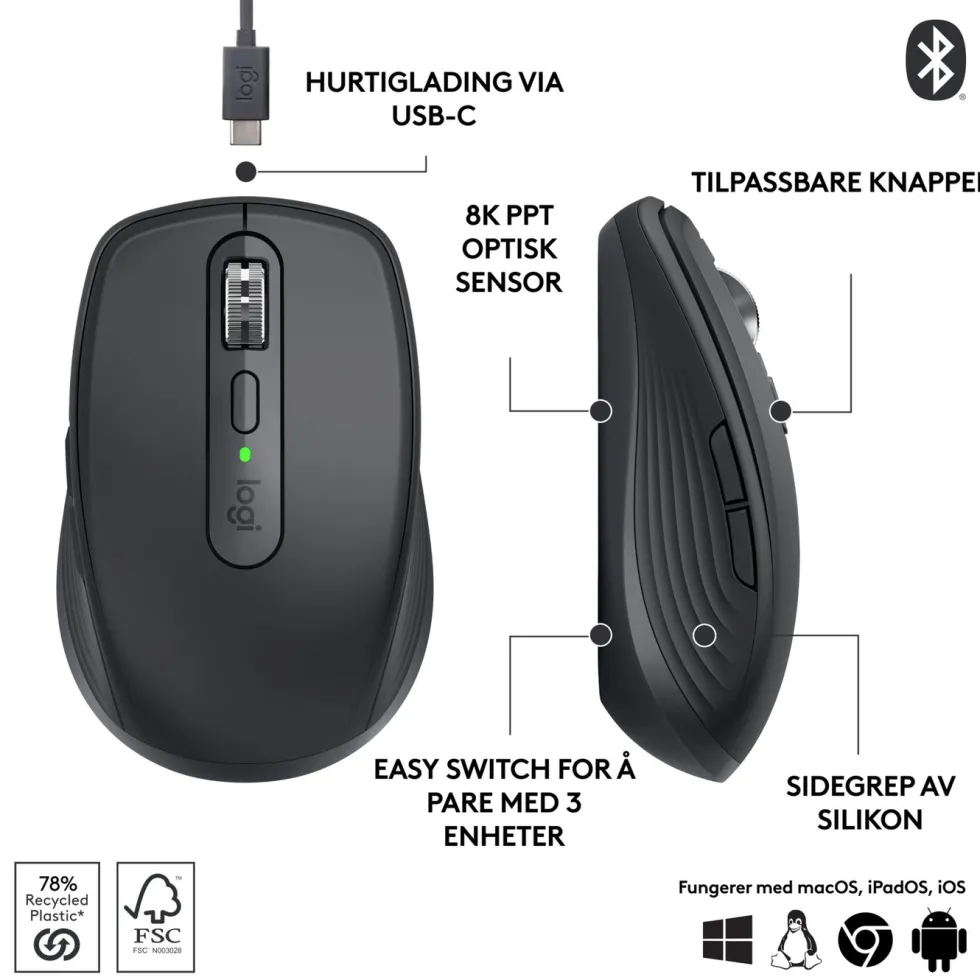 Logitech MX Anywhere 3S Trådløs mus Graphite
