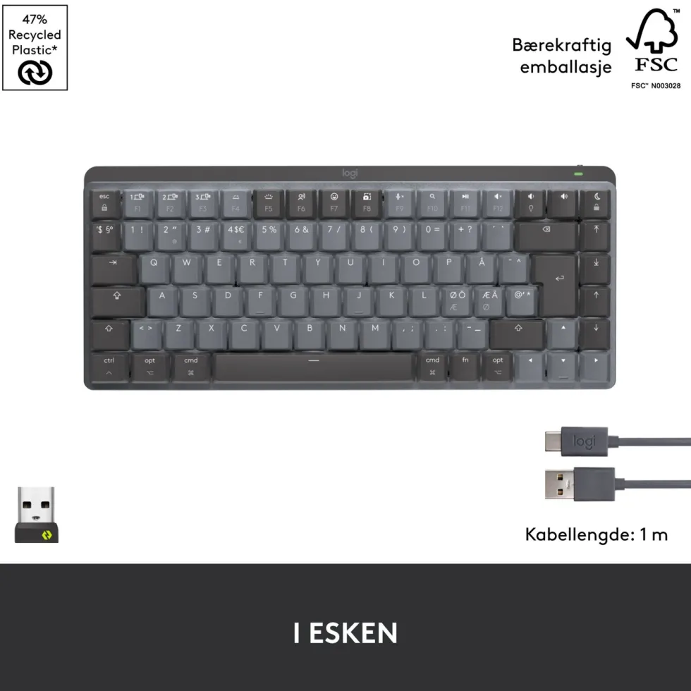 Logitech Mx Mechanical Mini Trådløst mekanisk tastatur Brown Tactile Quiet
