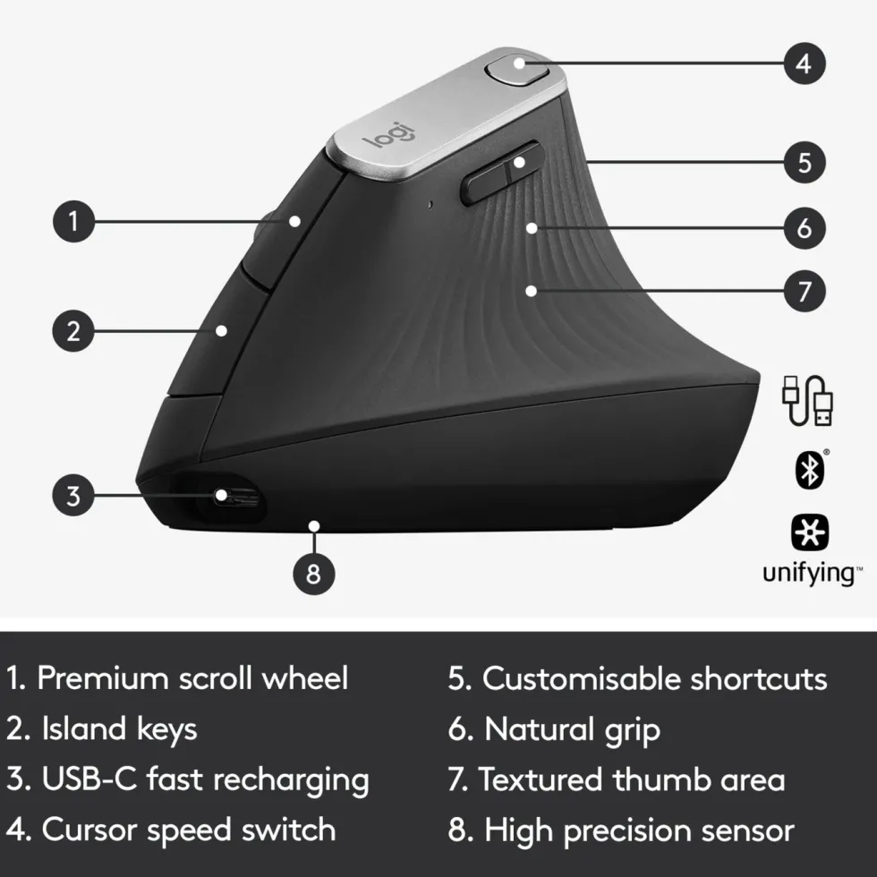 Logitech MX Vertical Trådløs datamus