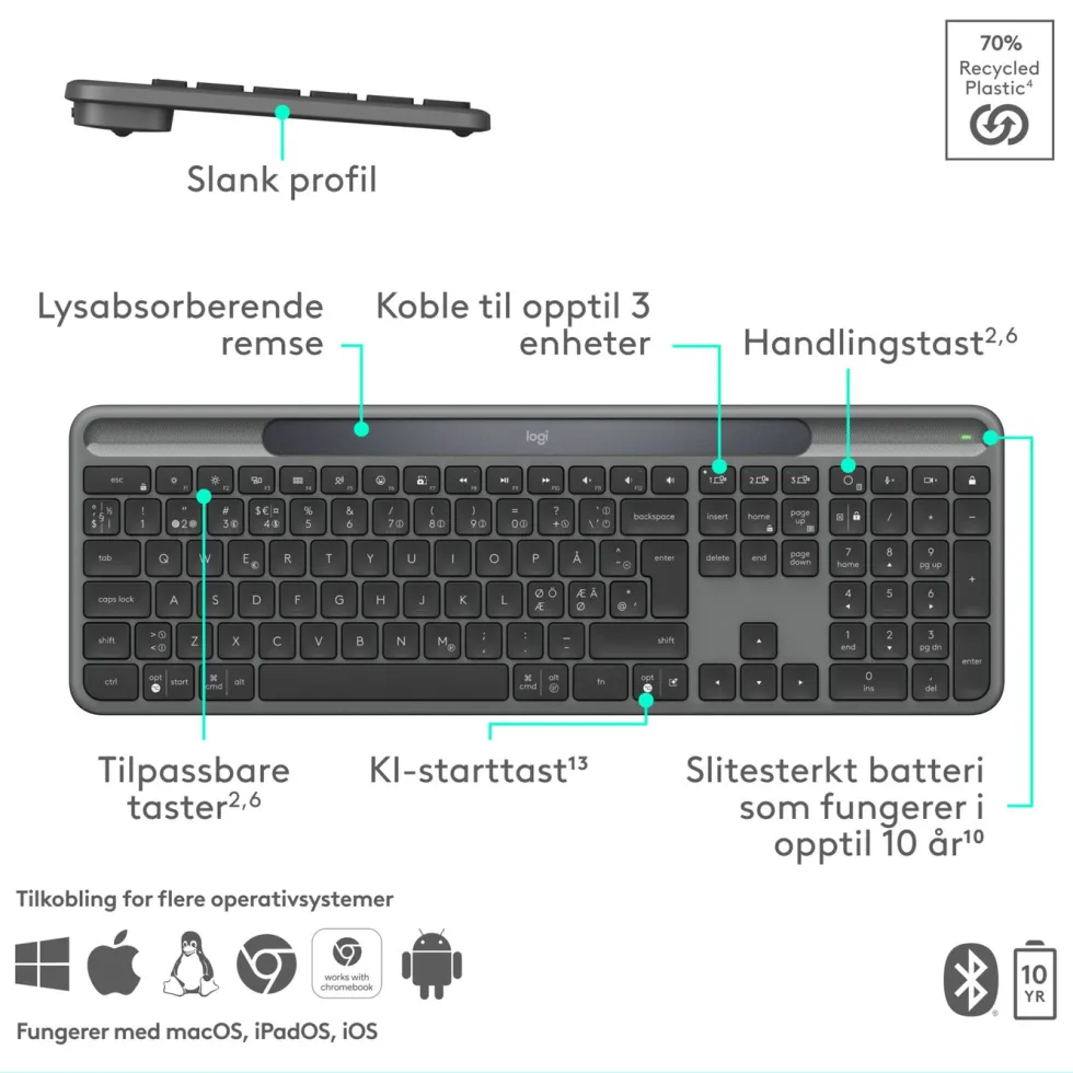 Logitech Signature Slim Solar+ Trådløst tastatur