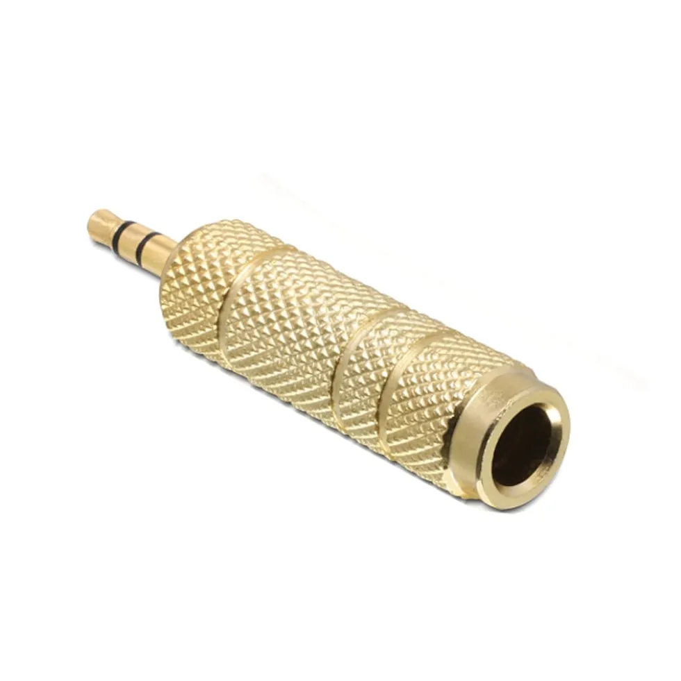 Lydadapter 6,3 mm til 3,5 mm, stereo, gull