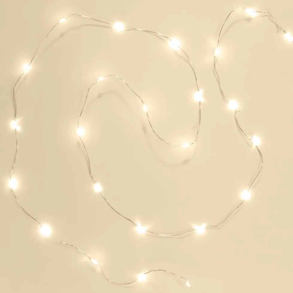 Lyslenke Micro 40 LED 1,95 m, batteridrevet (sølv)