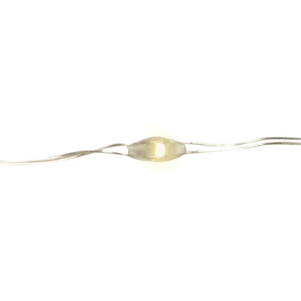 Lyslenke Micro 40 LED 1,95 m, batteridrevet (sølv)