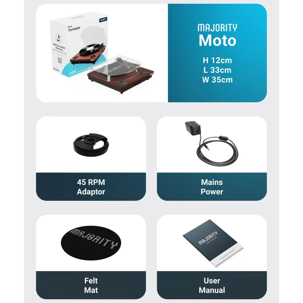 Majority Moto Platespiller med Bluetooth