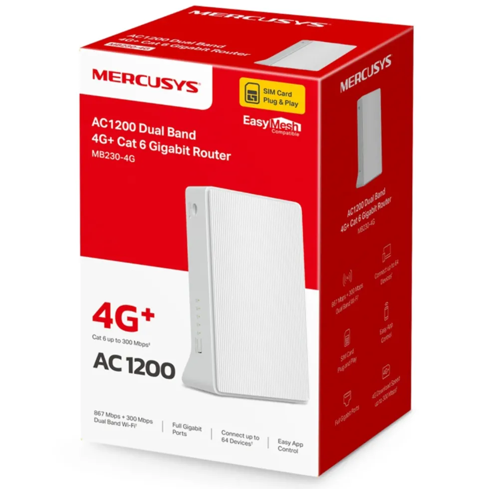Mercusys MB230-4G AC1200 4G+ LTE-ruter