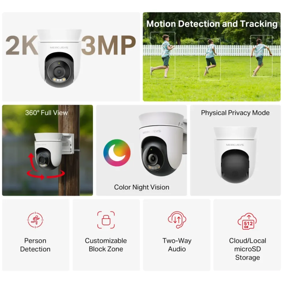 Mercusys MC510 – Outdoor Pan/Tilt Security wifi overvåkingskamera