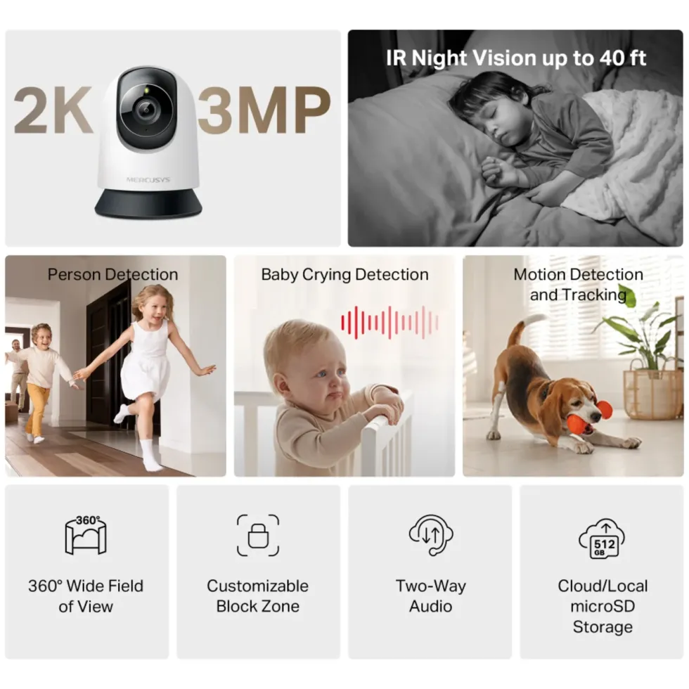 Mercusys MC210 – Pan/Tilt Home Security wifi overvåkingskamera