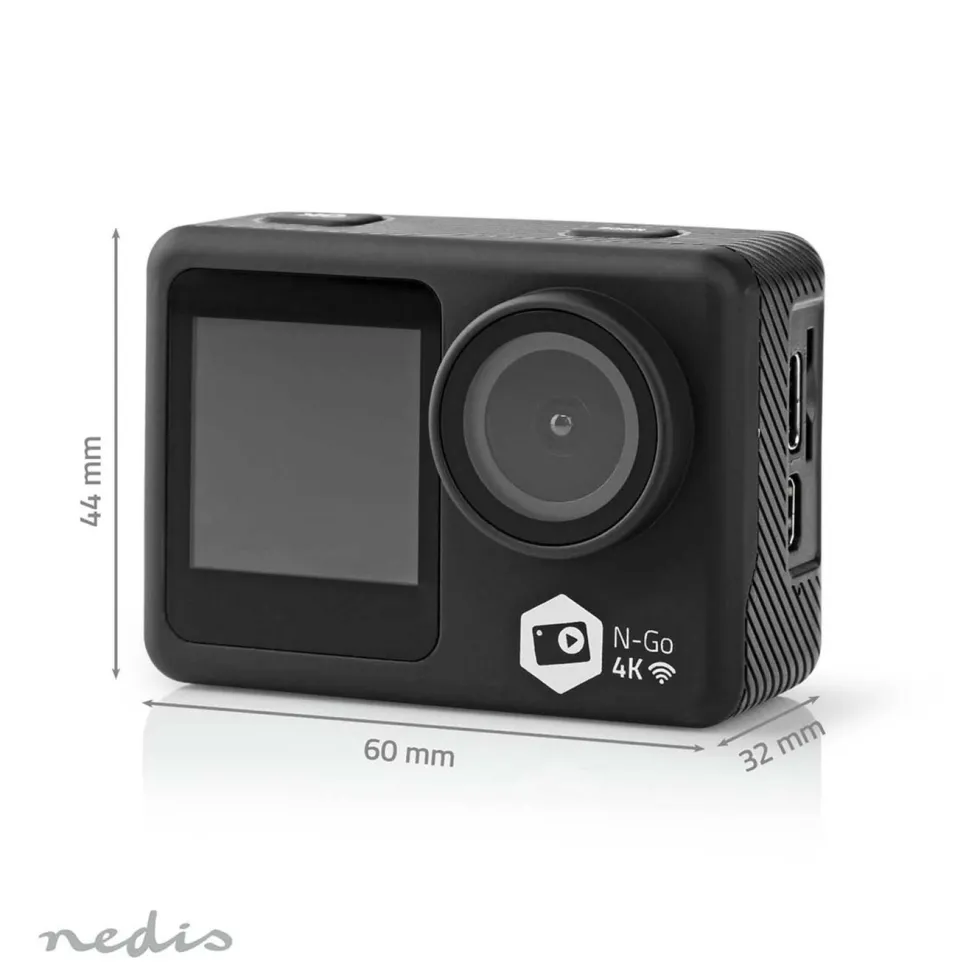 Nedis 4K-actionkamera med to skjermer