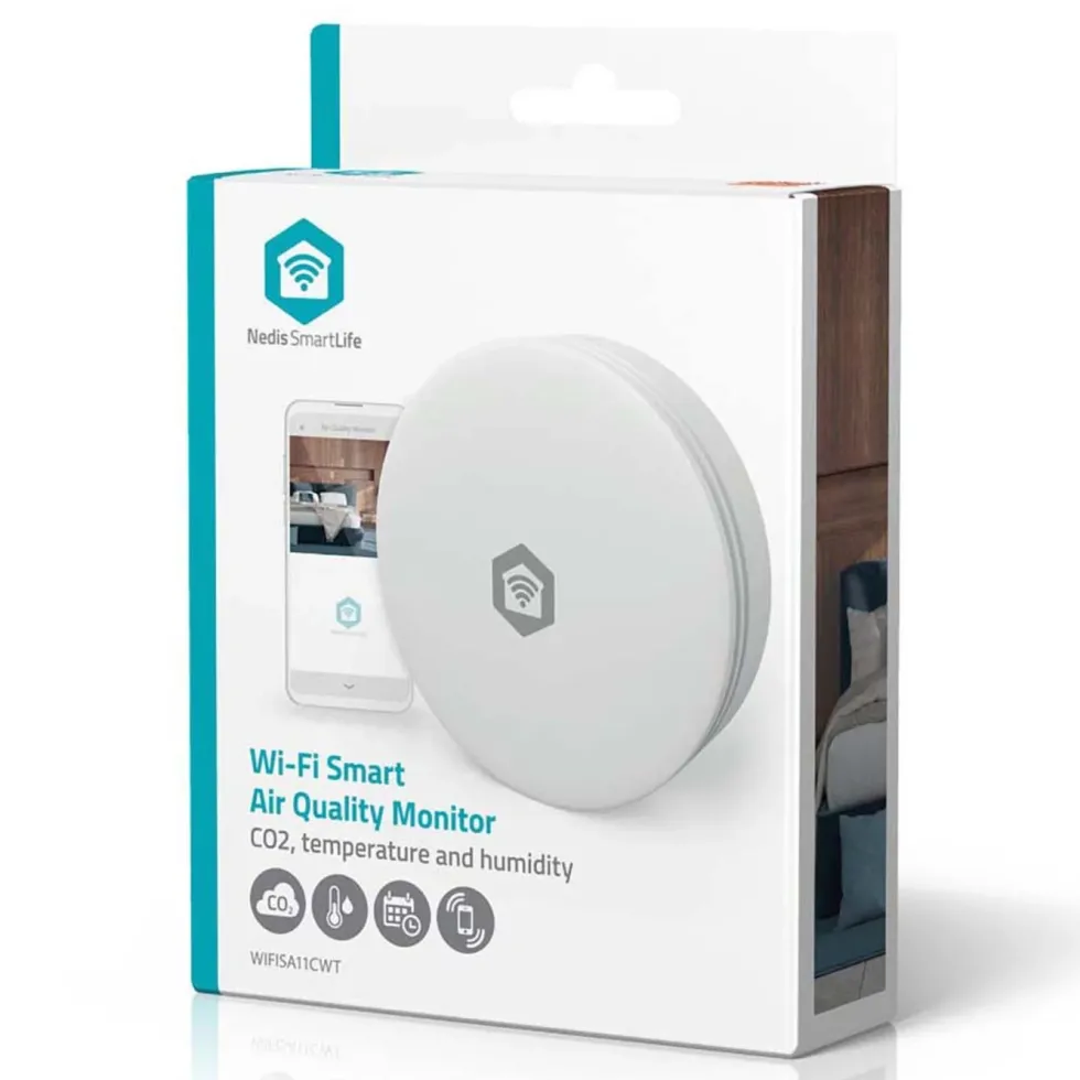 Nedis SmartLife luftkvalitetsmåler med CO₂-sensor og wifi