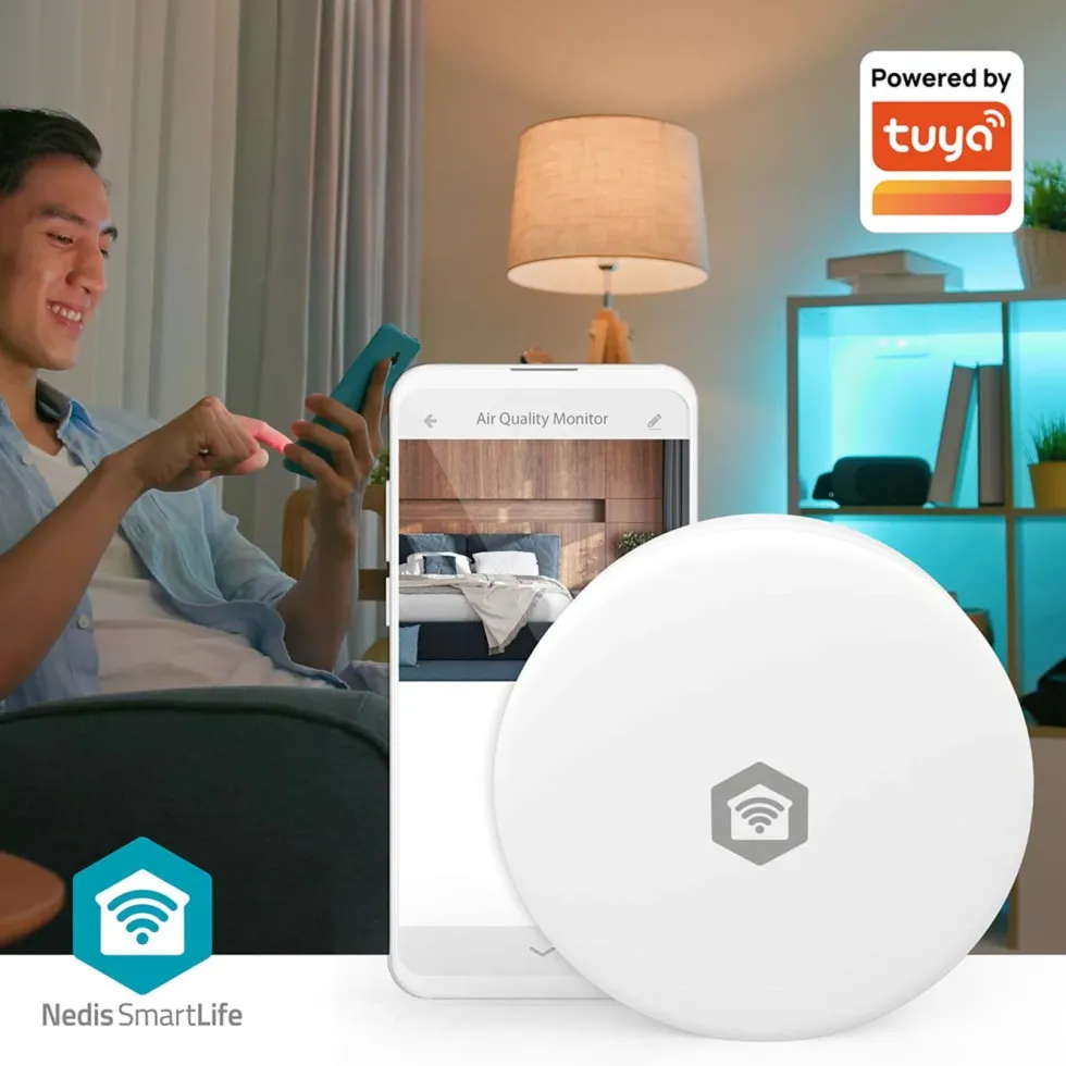 Nedis SmartLife luftkvalitetsmåler med CO₂-sensor og wifi
