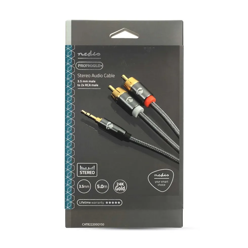 Nedis Stereolydkabel 3,5 mm til 2x RCA 5 m
