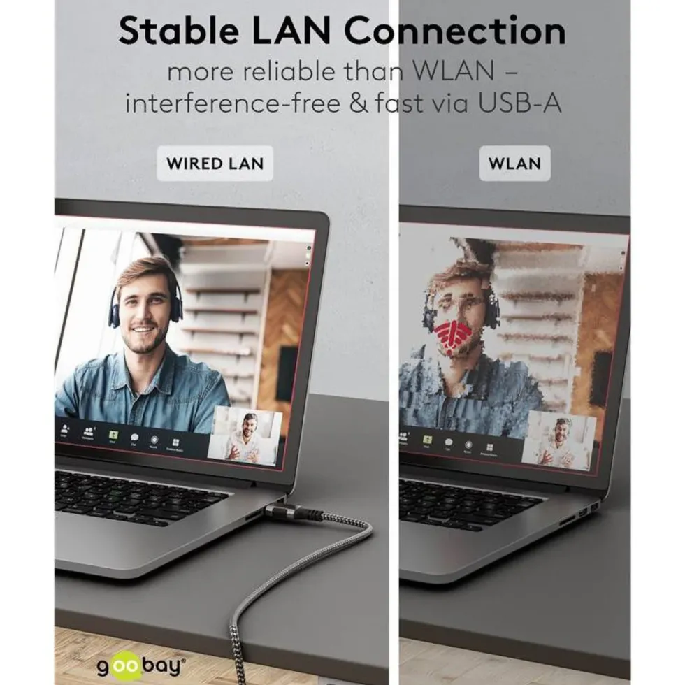 Nettverkskabel med USB-tilkobling USB-A 2 m