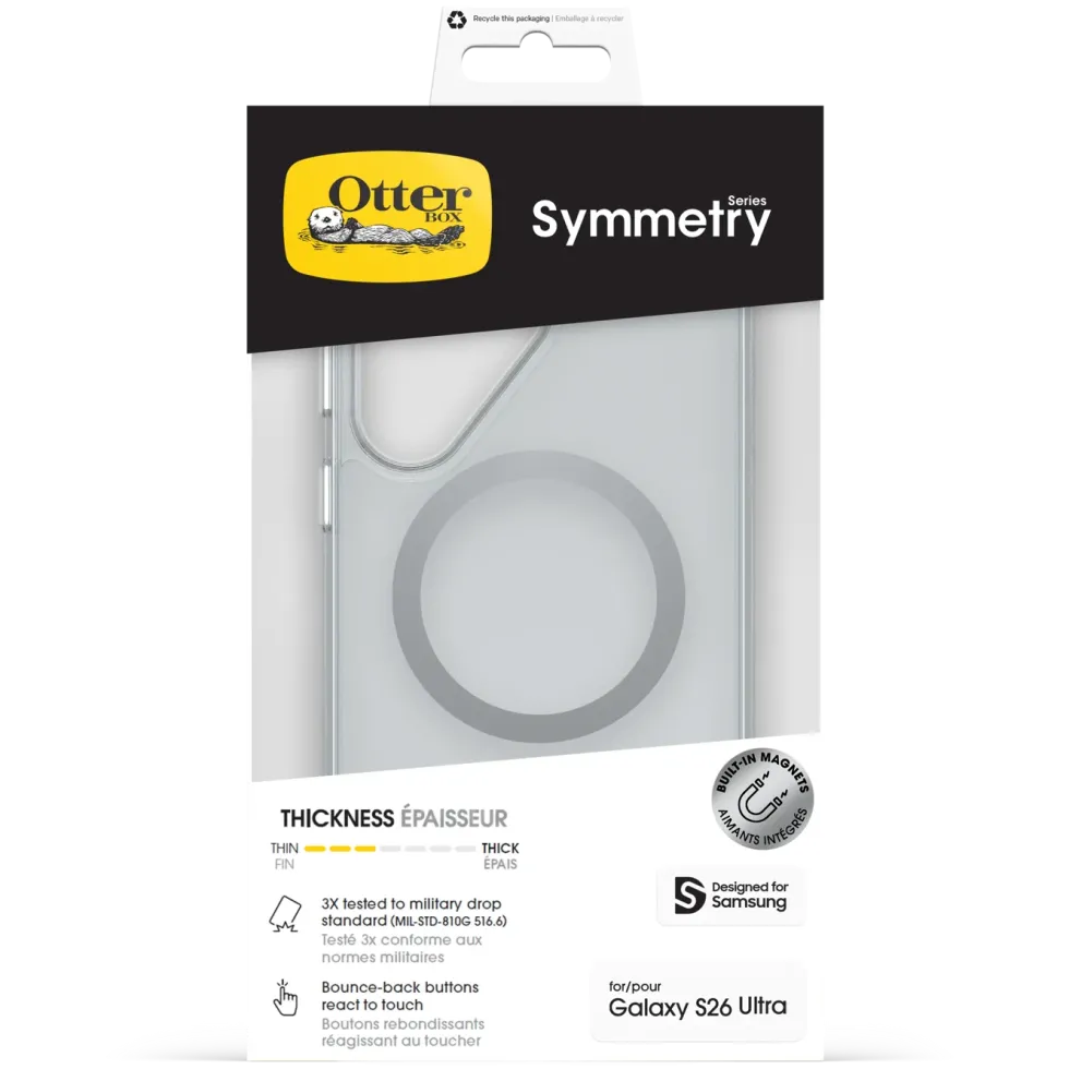 Otterbox Symmetry Clear Magnets-deksel til Galaxy S26 Ultra Transparent