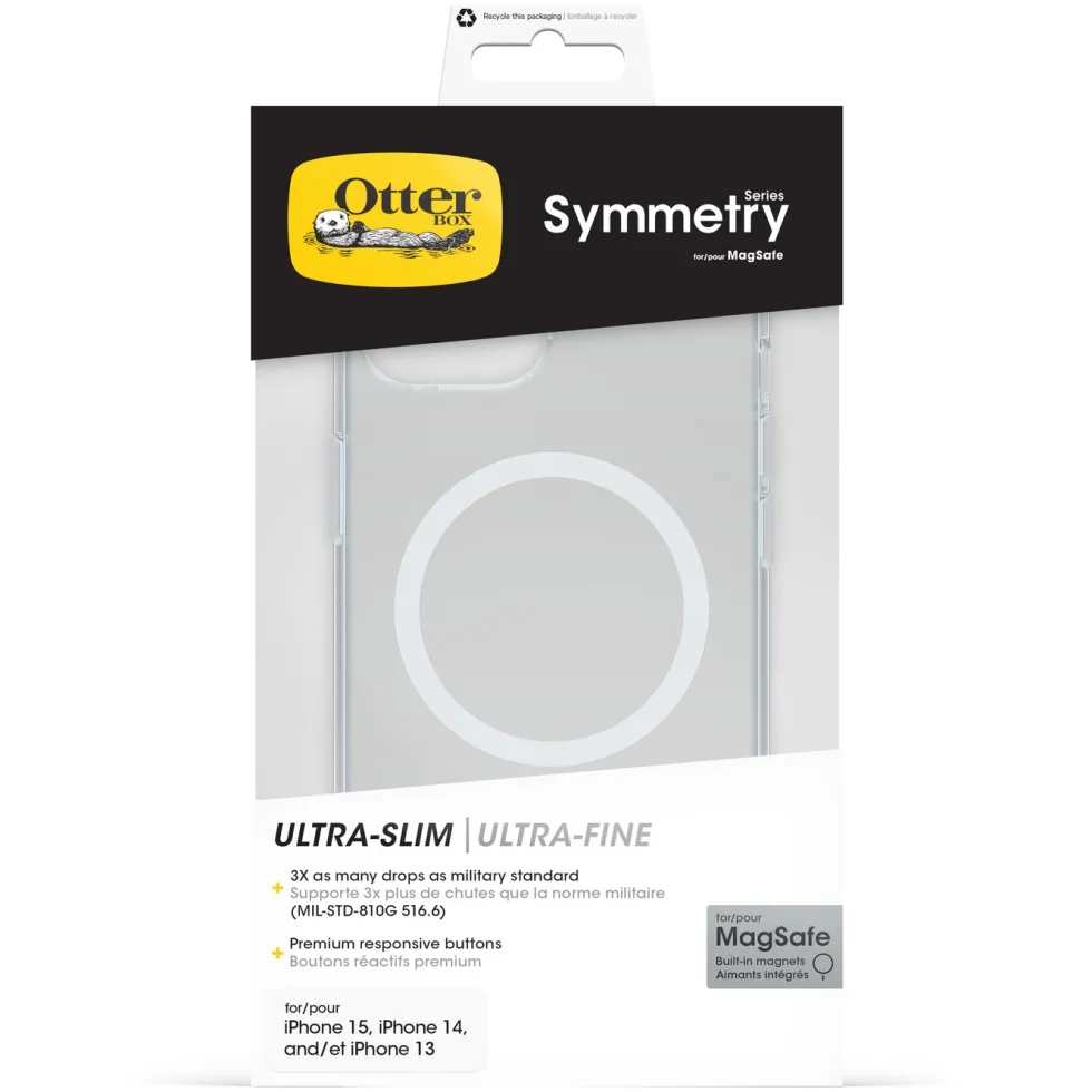 Otterbox Symmetry Magsafe for iPhone 13, 14, 15, 16e og 17e Gjennomsiktig