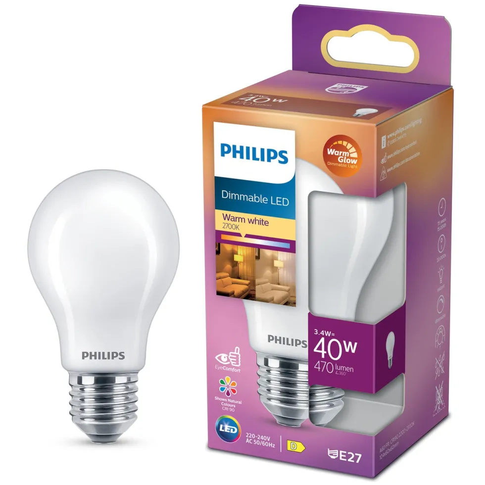 Philips Dimbar LED-pære E27 470 lm