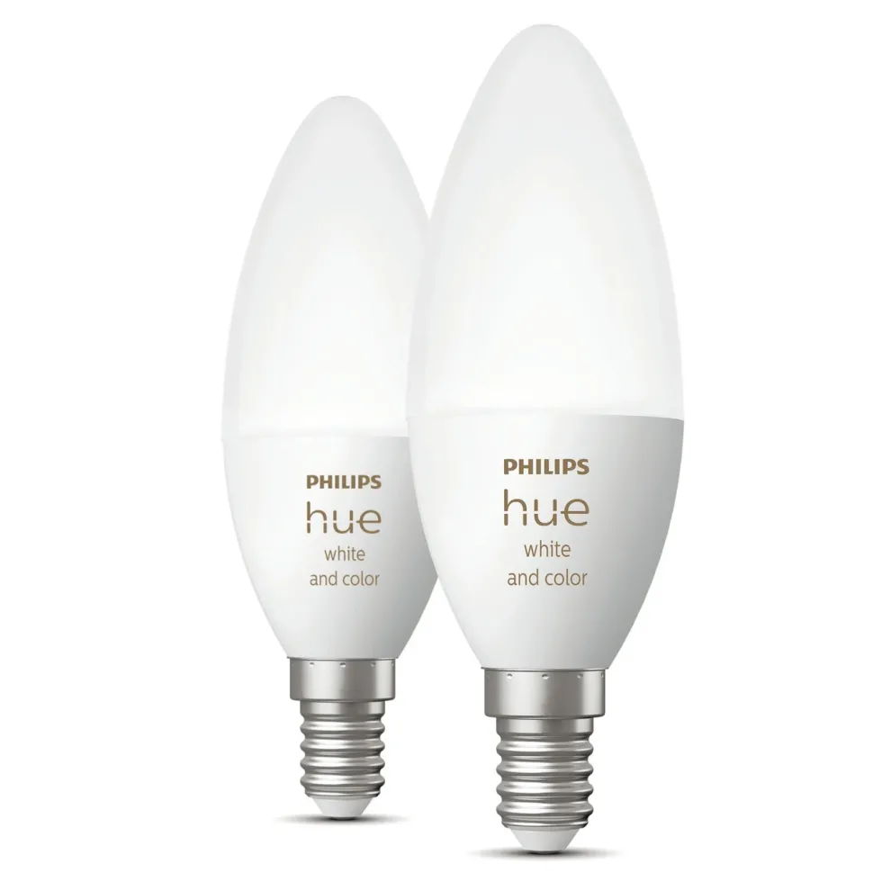Philips Hue Color Ambiance Smart LED-pære E14 470 lm 2-pk.