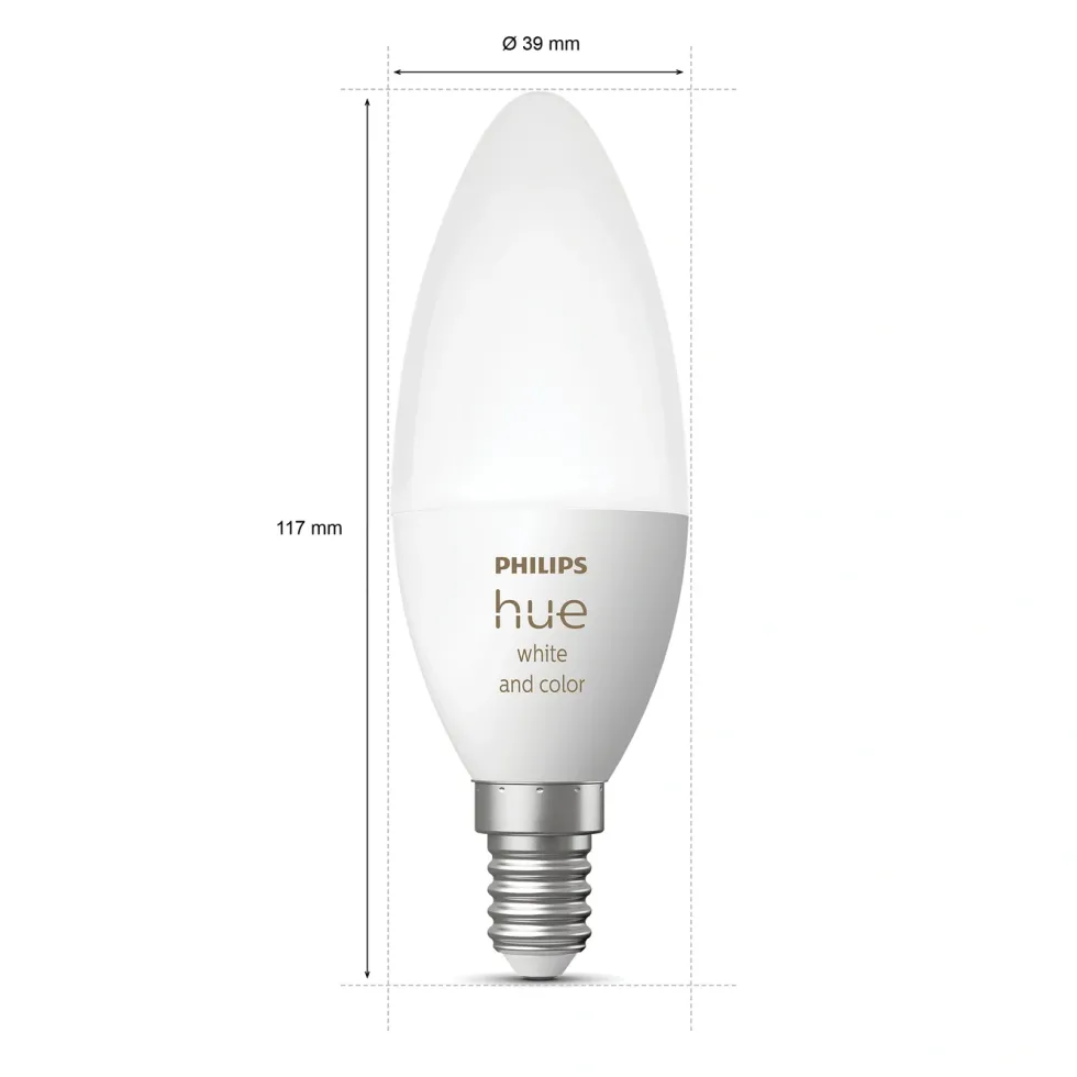 Philips Hue Color Ambiance Smart LED-pære E14 470 lm 2-pk.