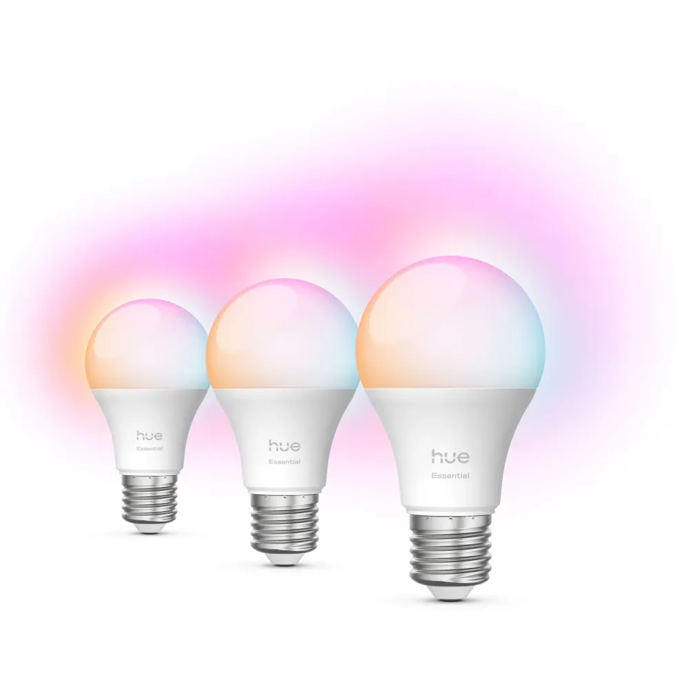 Philips Hue Essential Smart LED-pære E27 806 lm 3-pk.