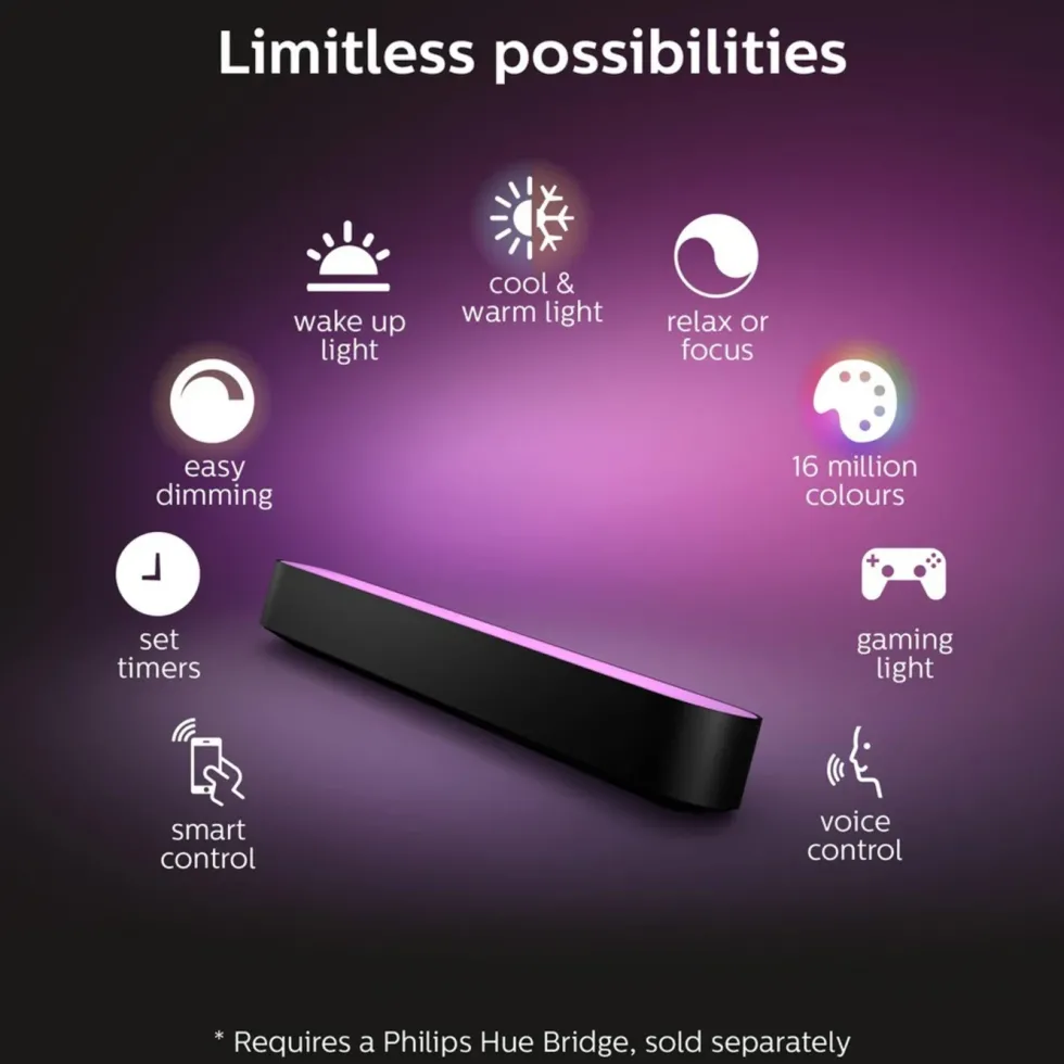 Philips Hue Play light bar – smart lyslist, 2‑pakning Svart