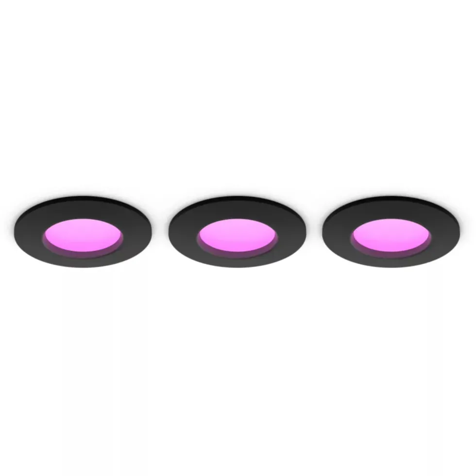 Philips Hue Slank innfelt belysning Ø90 mm 3-pakning Svart