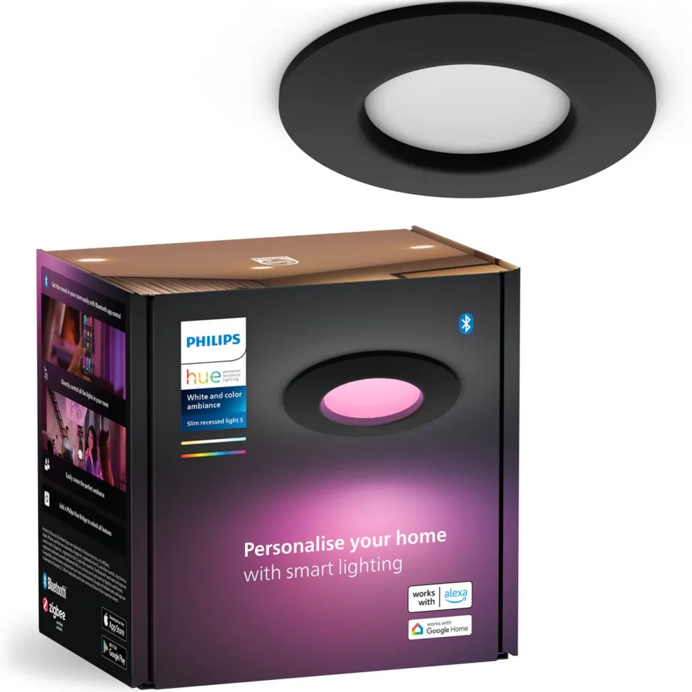 Philips Hue Slank innfelt belysning Ø90 mm Svart