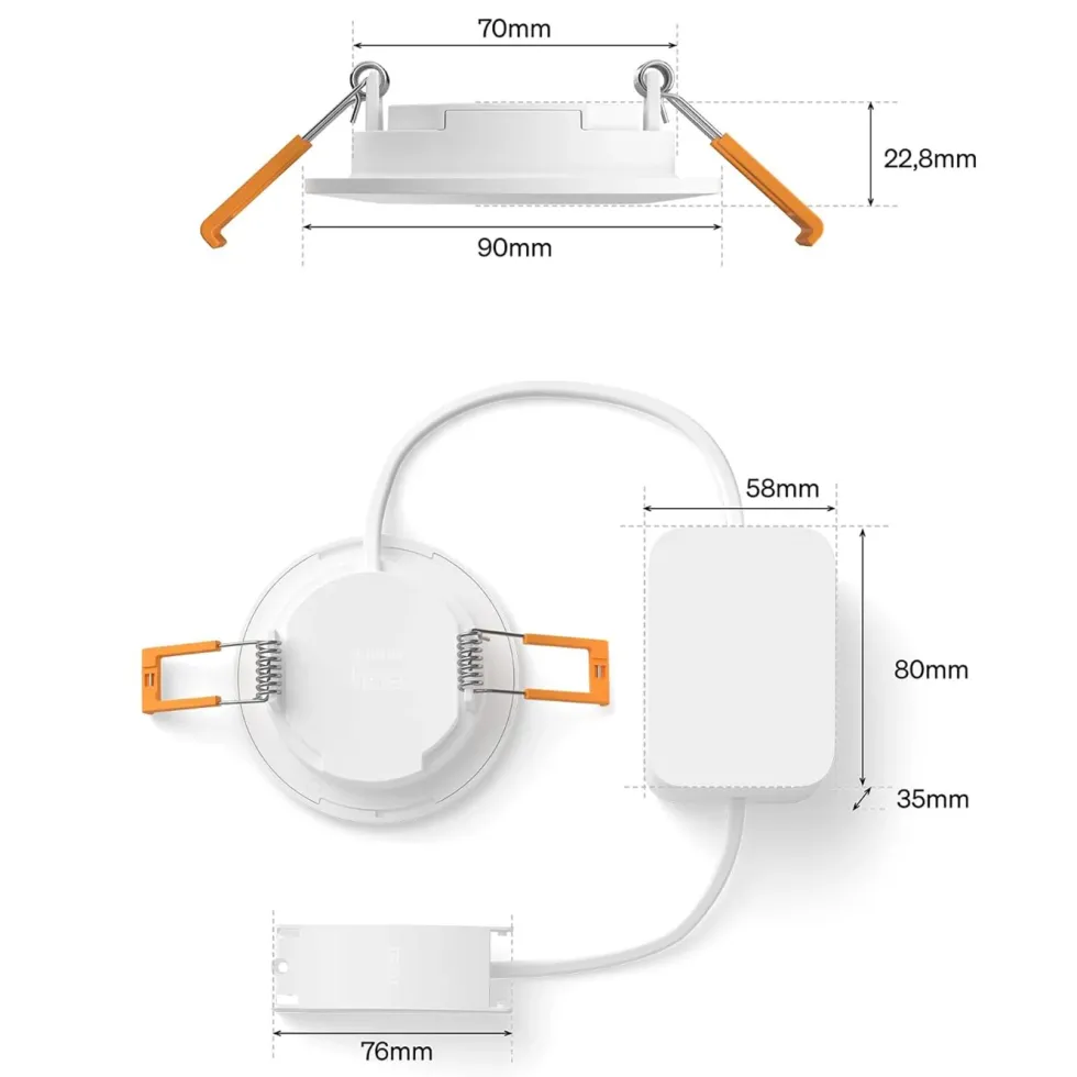 Philips Hue Slim innfelt spotlight 90 mm 3-pk. Hvit