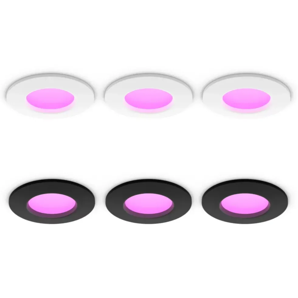 Philips Hue Slim innfelt spotlight 90 mm 3-pk. Hvit