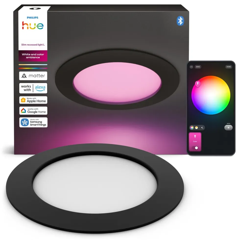 Philips Hue Slim innfelt spotlight 170 mm 1-pk. Svart