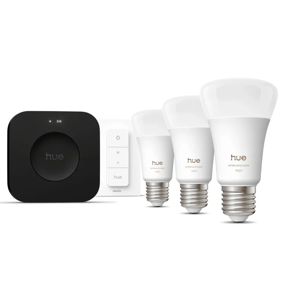 Philips Hue Startpakke Pro: 3x White & Color E27 + Dimmer + Bridge Pro