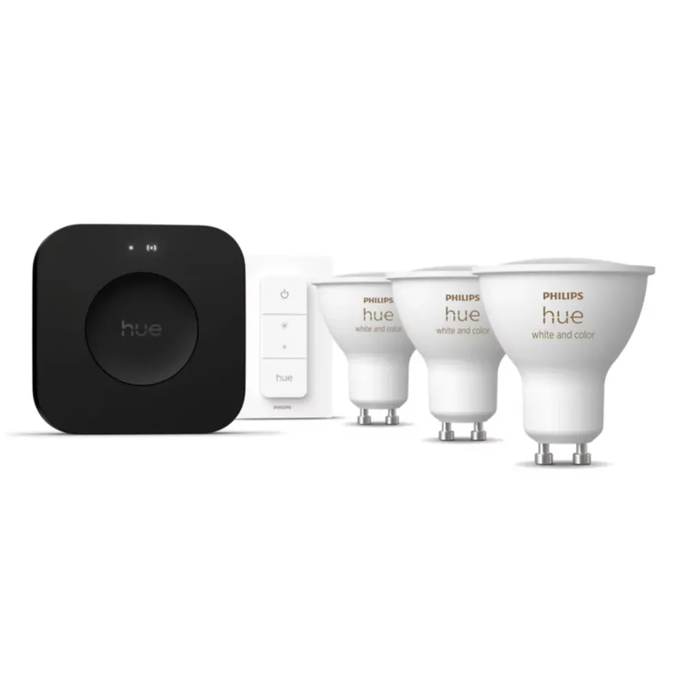 Philips Hue White & Color Ambiance GU10 – Startpakke med Bridge Pro