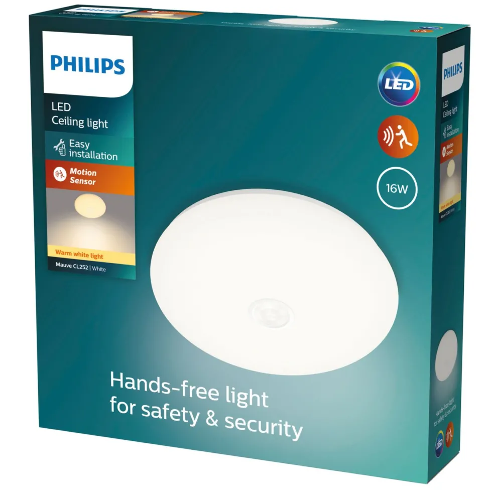 Philips Mauve LED-taklampe med bevegelsessensor 16 W Hvit
