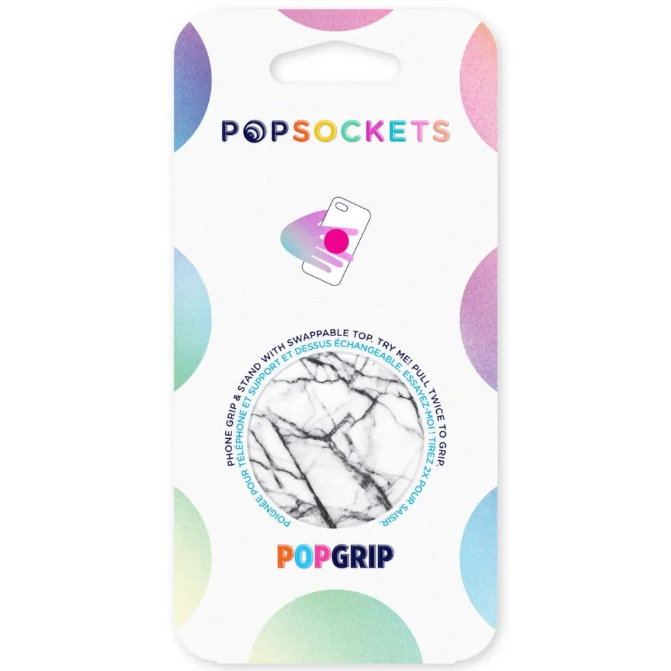 Popsockets Avtakbart grep for mobil White Marble