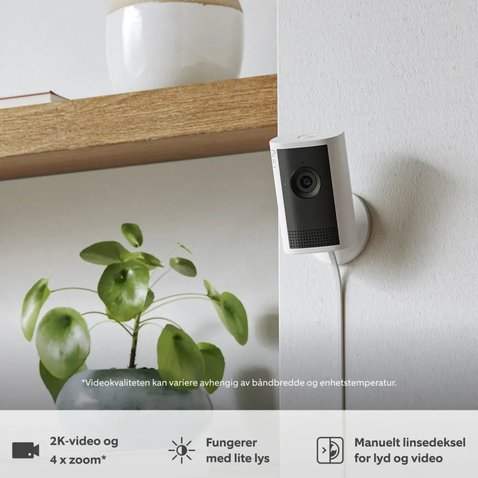 Ring Indoor Camera Plus - Retinal 2K overvåkingskamera Hvit