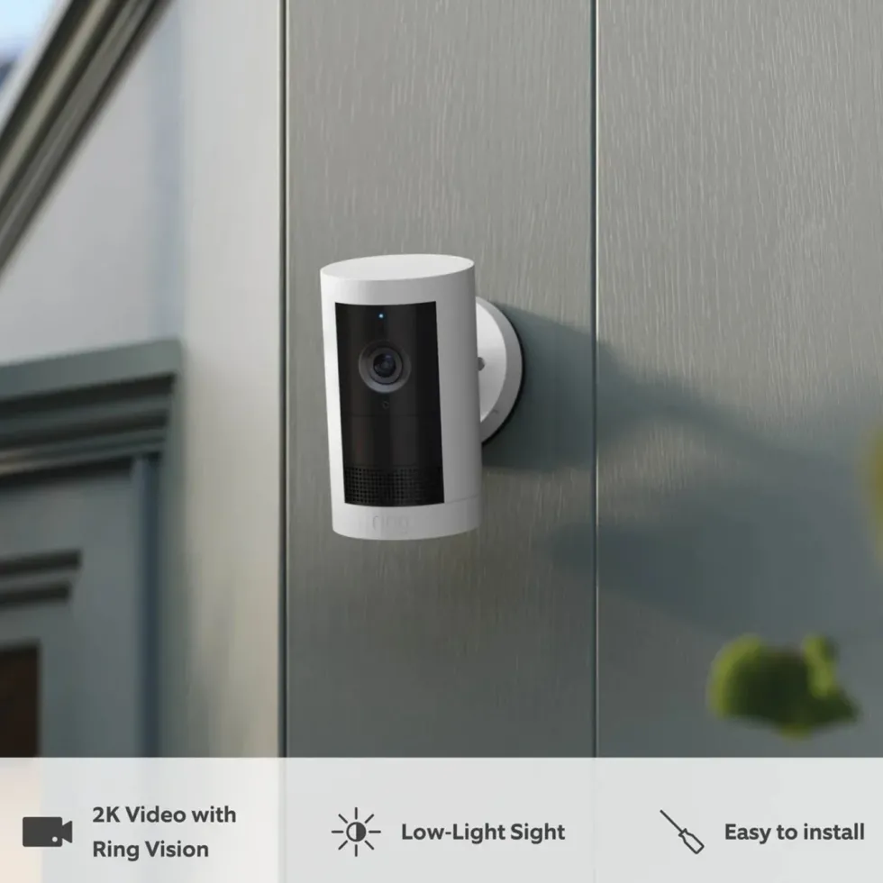 Ring Outdoor Cam Plus Battery - Retinal 2K overvåkingskamera Hvit