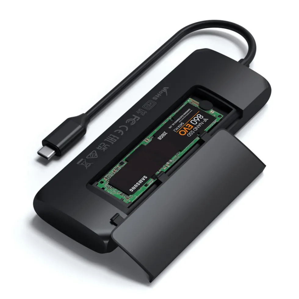 Satechi USB-C-multiadapter med SSD-plass Svart