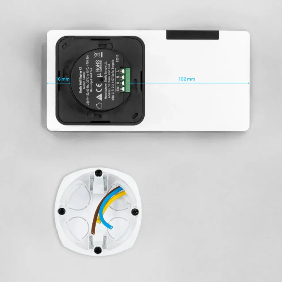 Shelly Wall Display X2i – smart kontrollpanel med berøringsskjerm Svart