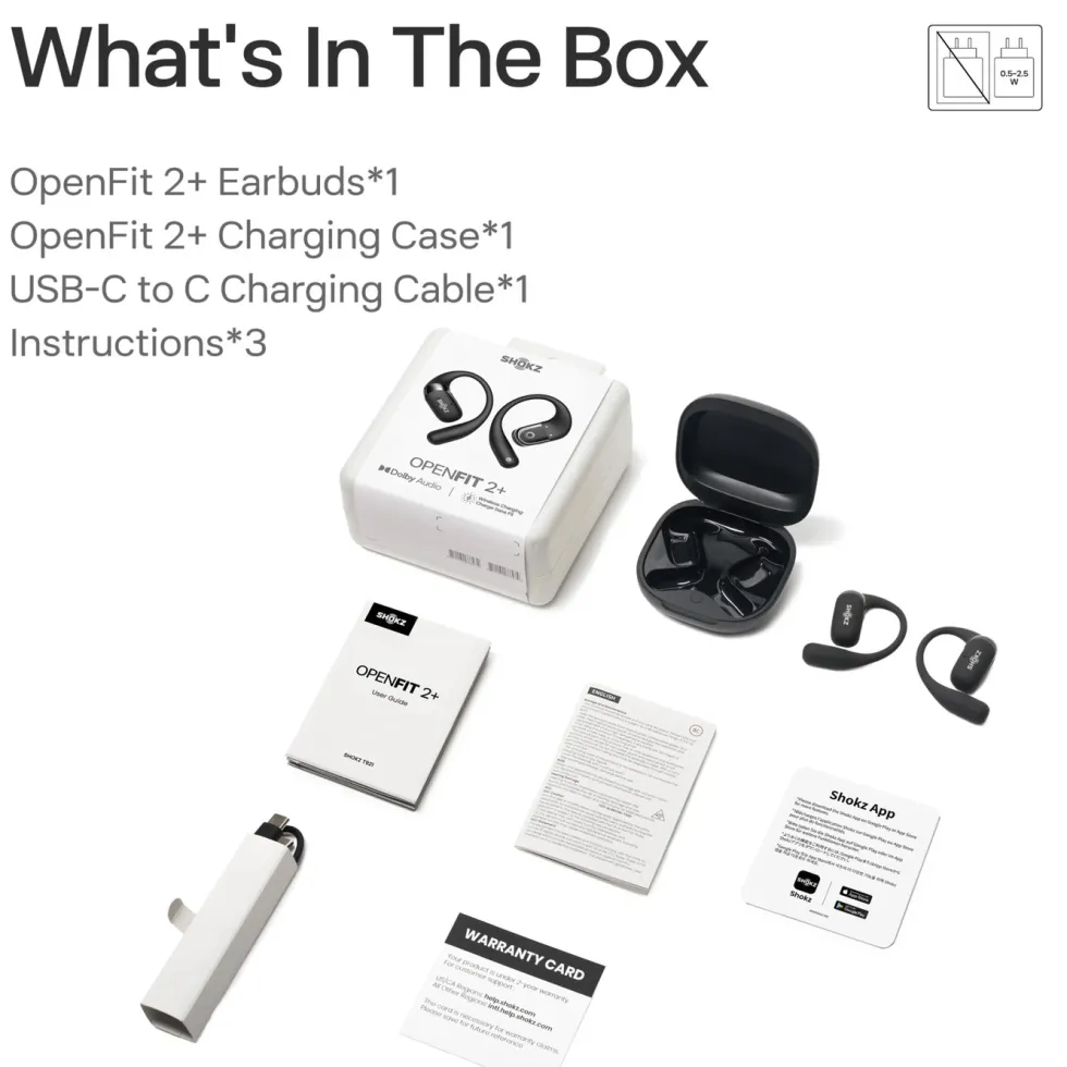 Shokz OpenFit 2+ open-ear-hodetelefoner Svart