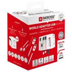 Skross AC65PD ujordet reiseadapter med USB PD 65W