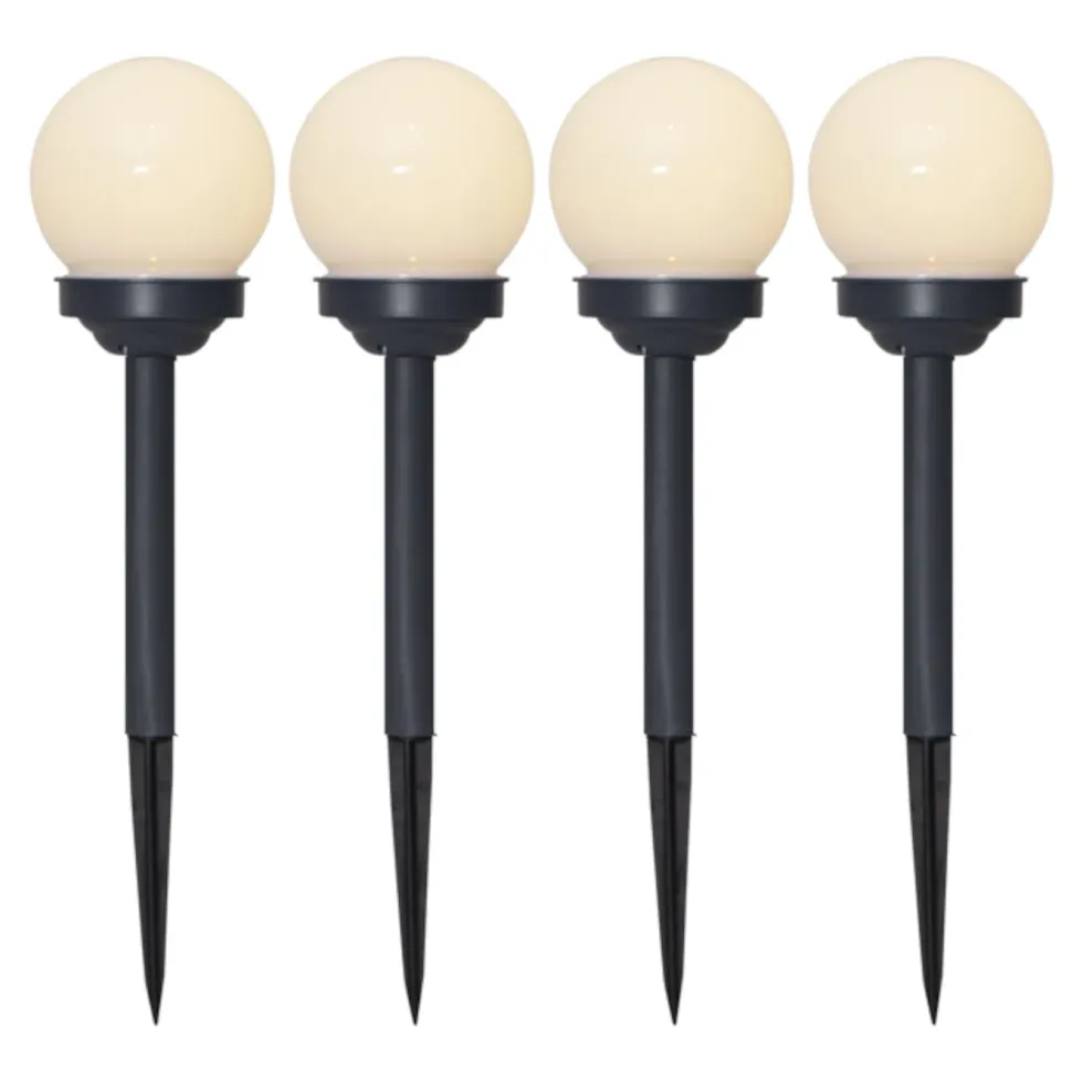 Solcelledrevet LED-lampe Ø10 cm 4-pk.
