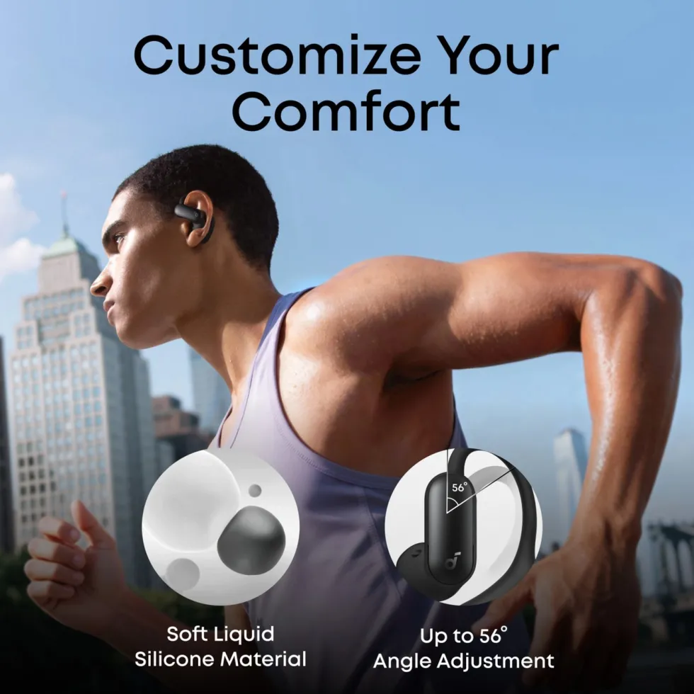 Soundcore AeroFit 2 Pro open ear-hodetelefoner med støyreduksjon Svart