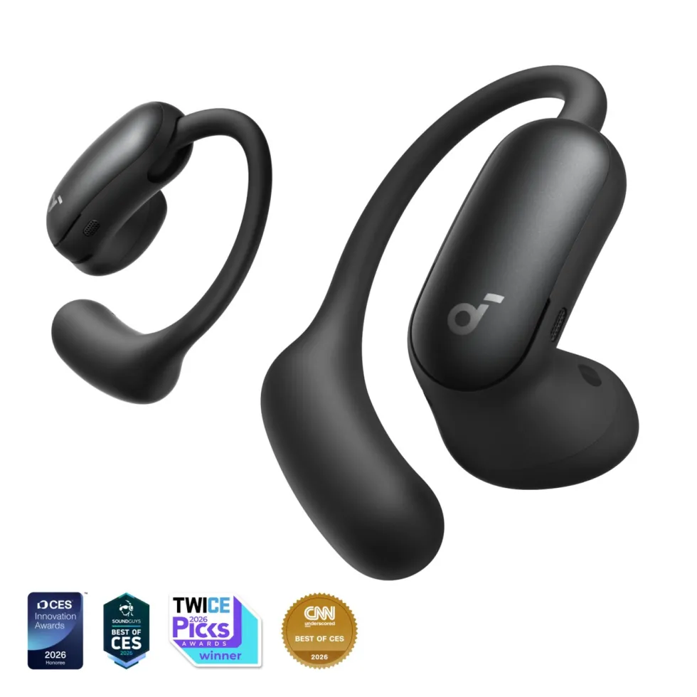 Soundcore AeroFit 2 Pro open ear-hodetelefoner med støyreduksjon Svart