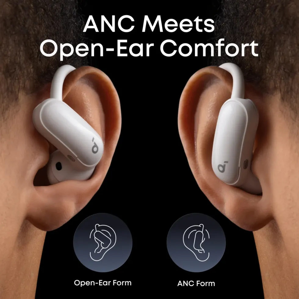 Soundcore AeroFit 2 Pro open ear-hodetelefoner med støyreduksjon Hvit