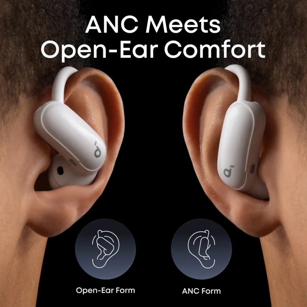 Soundcore AeroFit 2 Pro open ear-hodetelefoner med støyreduksjon Hvit