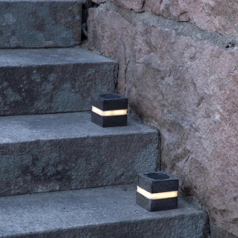 Star Trading Stonecube Hagesbelysning med solceller 2-pk.