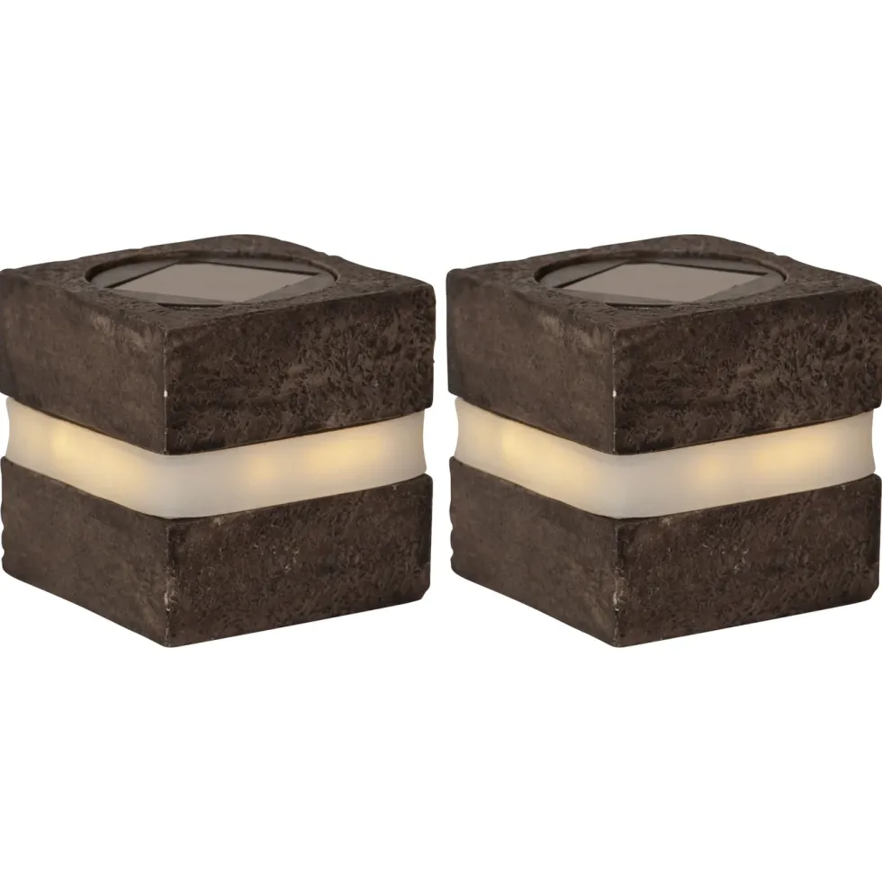 Star Trading Stonecube Hagesbelysning med solceller 2-pk.